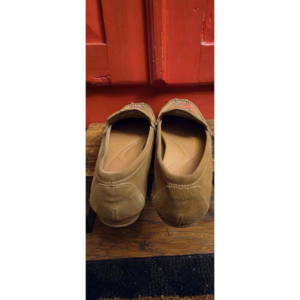BareTraps 10 Otella Brown Suede Floral Embroidered Moccasin Slip On Loafer Flats - Picture 5 of 7